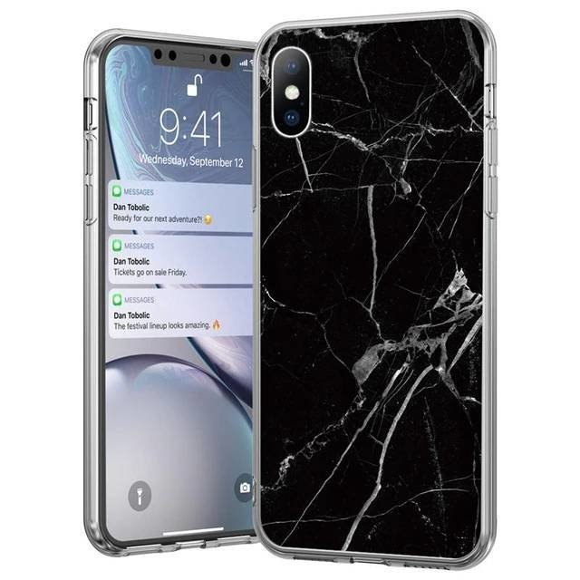 Wozinsky márvány mintás tok Samsung A71 fekete