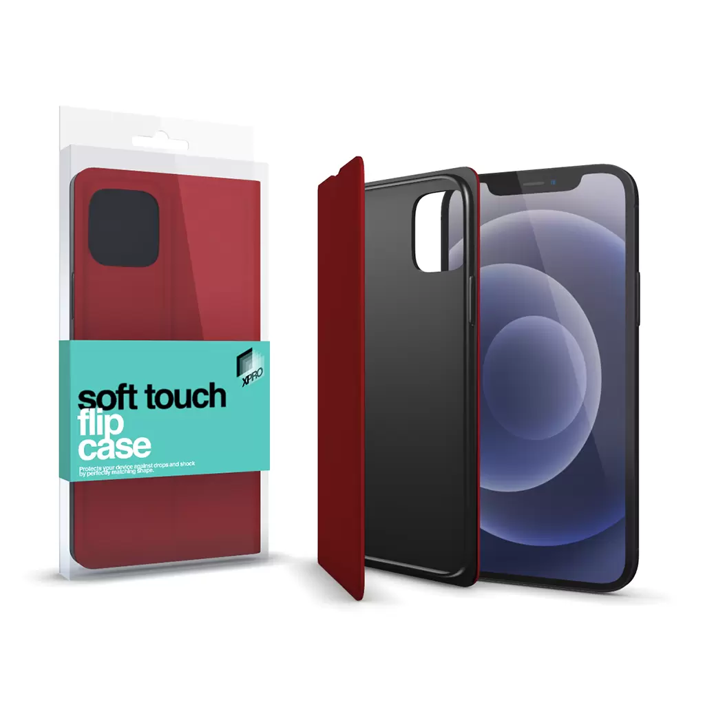 Soft Touch Flip Case piros Xiaomi Redmi Note 10 Pro készülékhez