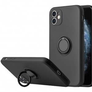 iPhone 11 Vennus szilikon tok hátlapi gyűrűvel fekete