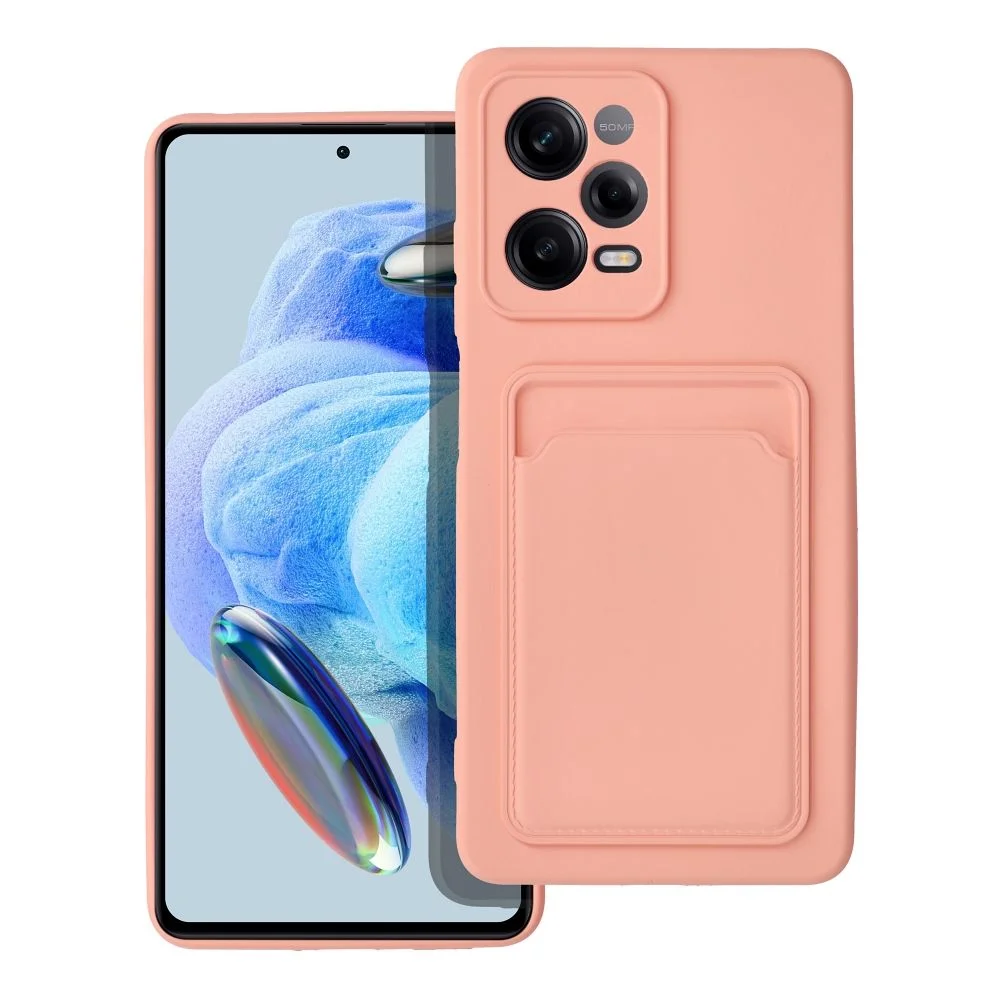 XIAOMI REDMI NOTE 12 5G Card Case Szilikon tok hátlapi kártyatartóval rózsaszín