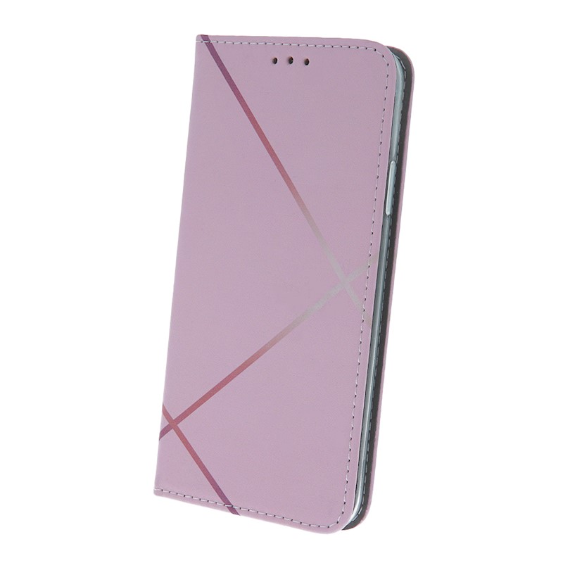 Smart Trendy Nyitható Tok -Xiaomi Redmi Note 10 5G- rózsaszín, geometria vonallal