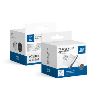 BLUE STAR utazási adapter GO TO USA (A típus) 10A fehér