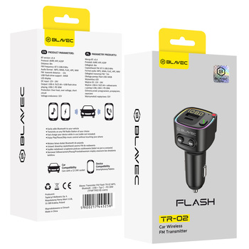 Blavec FM Transmitter Flash TR-02 MP3, Bluetooth - USB + Type C - PD 30W (TFMFTR02-B) fekete