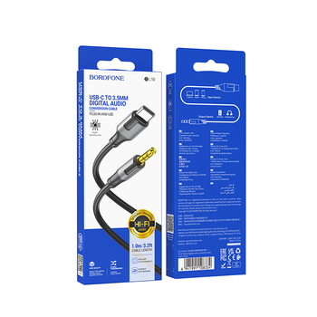 BOROFONE BL19 CREATOR AUX (USB TYPE-C/JACK) KÁBEL 1 MÉTER (DAC) FEKETE