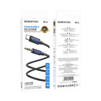 BOROFONE BL20 CREATOR AUX (USB TYPE-C/JACK) KÁBEL 1 MÉTER FEKETE