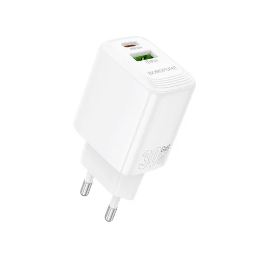 Borofone fali töltő BN29 Fuente - USB + Type C - QC 3.0 PD 30W fehér