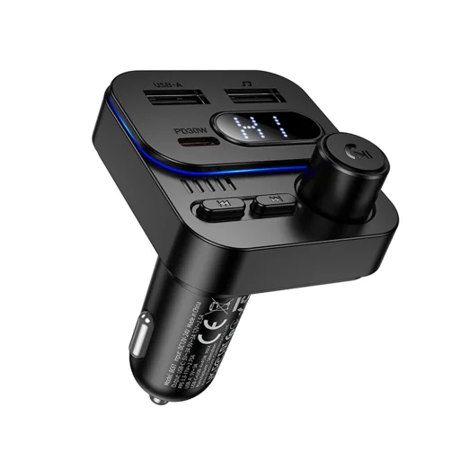 Borofone Transmitter FM BC61 Ocean MP3, Bluetooth - 2xUSB + Type C - PD 45W fekete