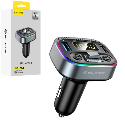 Blavec FM Transmitter Flash TR-04 MP3, Bluetooth - 2xUSB + Type C - QC3.0 18W PD 30W (TFMFTR04-B) fekete