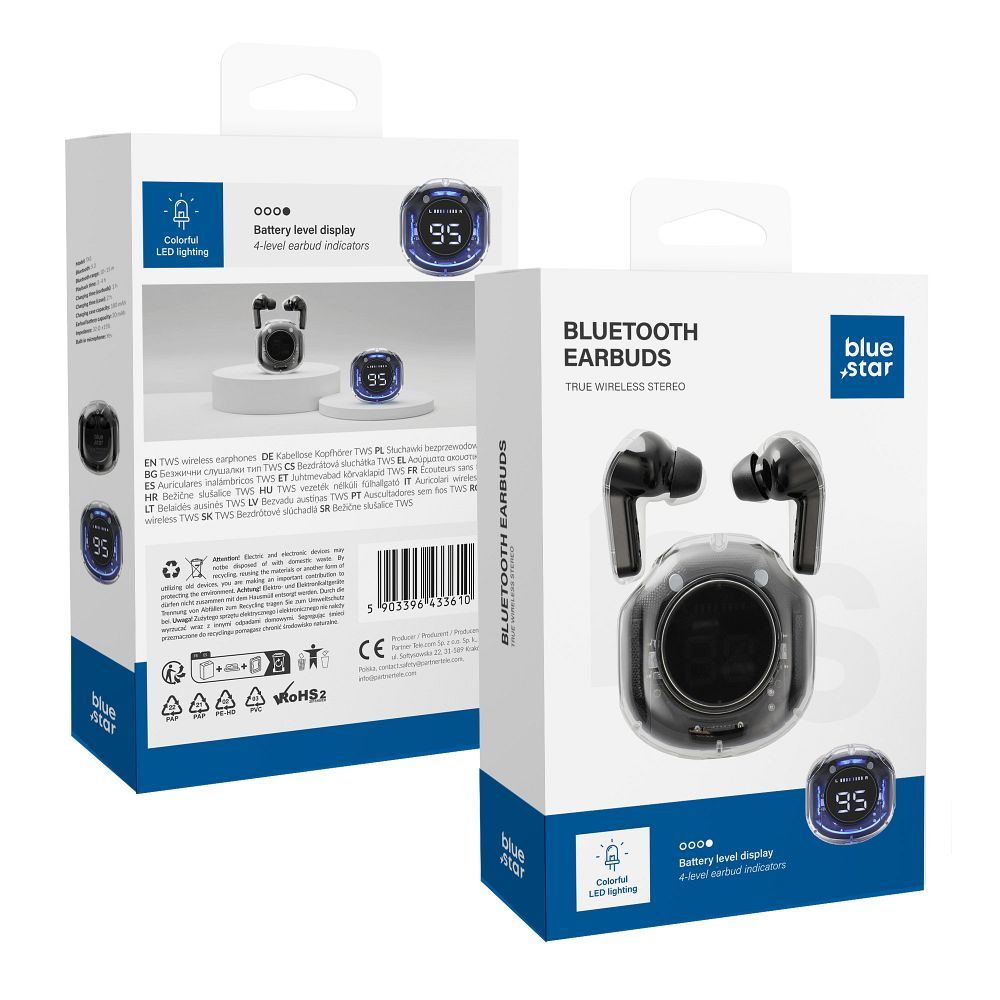 Wireless earbuds BLUE STAR AirCrystal TX1 TWS fekete