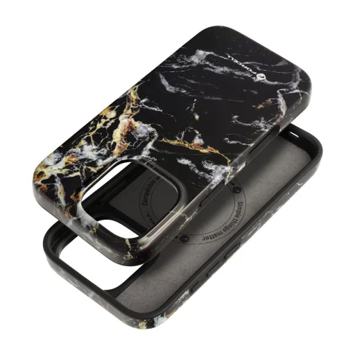 FORCELL F-PROTECT Mirage, katonai ejtésvizsgált tok MagSafe kompatibilitással iPhone 15 Pro fekete márvány tok