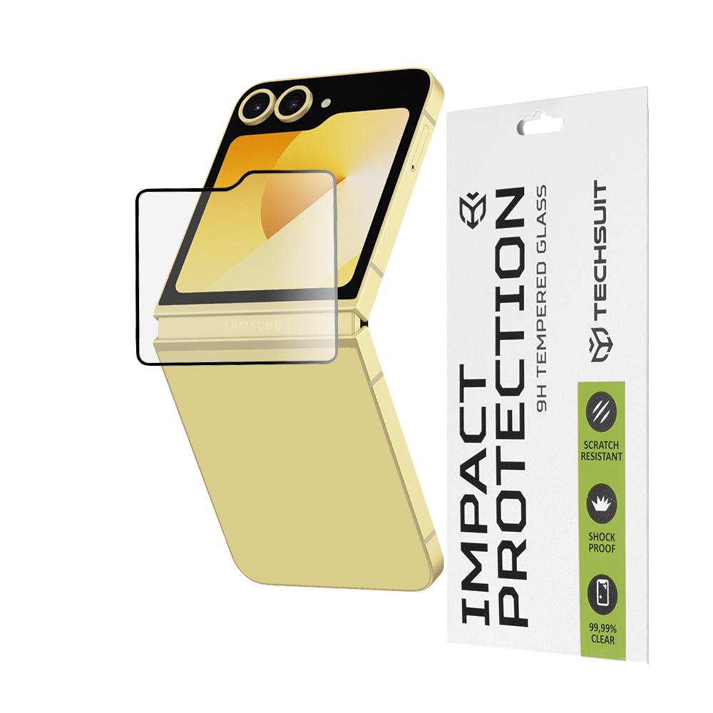 Techsuit - 111D Külső kijelző üveg - Samsung Galaxy Z Flip6 / Flip7 FE - fekete keretes
