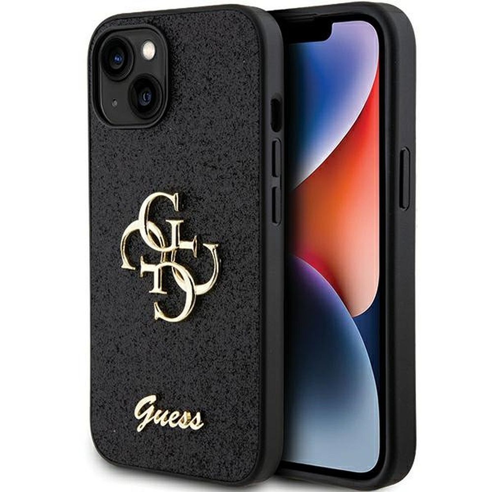 GUESS tok IPHONE 15 GUHCP15SHG4SGK (Fixed Glitter Big 4G) fekete