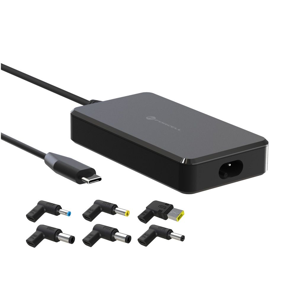 FORCELL F-ENERGY E856 univerzális laptop töltő 90W USB C + 6 adapter - fekete - Image 2
