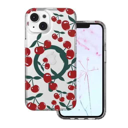 iPhone 16 Cherry Mag cseresznye mintás átlátszó tok