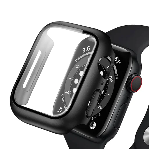 Apple Watch 7 45mm ANANK kijelzővédő fekete tok