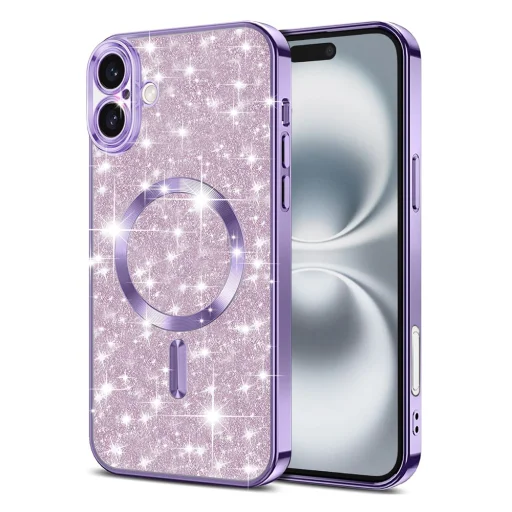 Techsuit - Luxus Csillogós MagSafe - iPhone 16 - Világos Lila tok