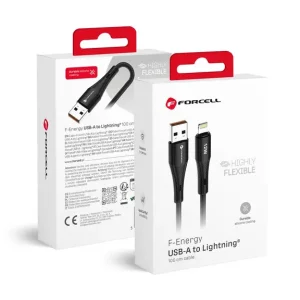 USB Kábel Lightning Forcell F-Energy 2,4A 12W Silicone 1 m C343 fekete