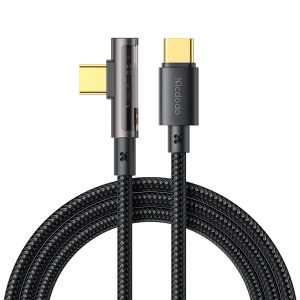 Mcdodo - Adat-Töltő Kábel (CA-3400) - USB-C to USB-C, 90 Tört Design, 100W 5A, 1.2m - Fekete