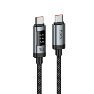 Hoco digitális kijelzős USB-C–USB-C adatkábel PD 6A 240W 1,2 m Black
