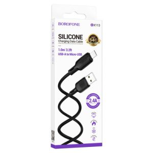 BOROFONE BX113 LENNY MICRO USB KÁBEL 2.4A 2 MÉTER FEKETE