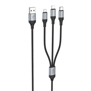 Hoco USB kábel - USB Type-C / microUSB / Lightning 1 m fekete