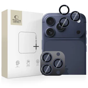 TECH-PROTECT CAMRING FIT+ kamera lencsevédő, kompatibilis iPhone 14 Pro / Max / 15 Pro / Max / 16 Pro / Max / 17 Pro / Max készülékhez – mélykék