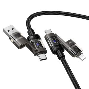 Hoco kábel 4In1 USB A/C USB C/Lightning 240W 1,2 M U151 Fekete