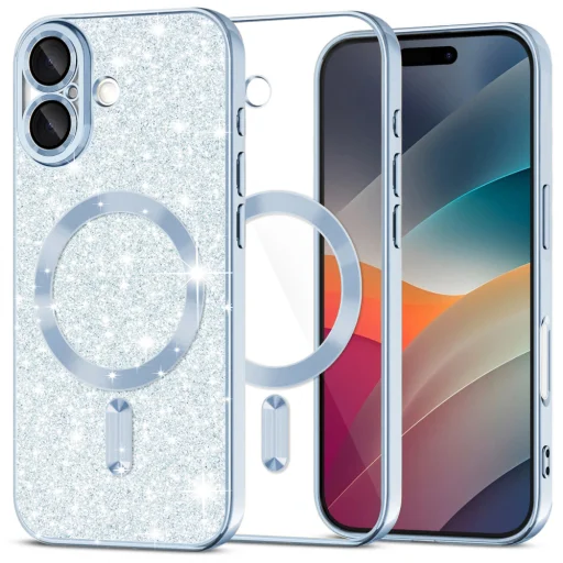iPhone 17 Light Blue Techsuit Luxury Glitter MagSafe tok