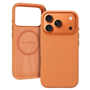iPhone 17 Pro Narancs Liavec Silky Case fém kamera kerettel tok